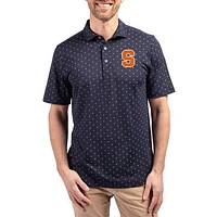 Men's Cutter & Buck  Navy Syracuse Orange Virtue Eco Pique Tile Print Recycled DryTec Polo