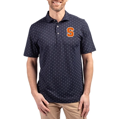 Men's Cutter & Buck  Navy Syracuse Orange Virtue Eco Pique Tile Print Recycled DryTec Polo