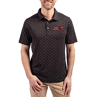 Men's Cutter & Buck  Black Jacksonville State Gamecocks Virtue Eco Pique Tile Print Recycled DryTec Polo