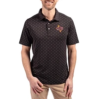 Men's Cutter & Buck  Black Midwestern State Mustangs Virtue Eco Pique Tile Print Recycled DryTec Polo
