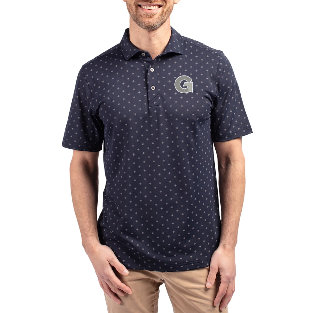 Men's Cutter & Buck Navy Georgetown Hoyas Virtue Eco Pique Tile Print Recycled DryTec Polo