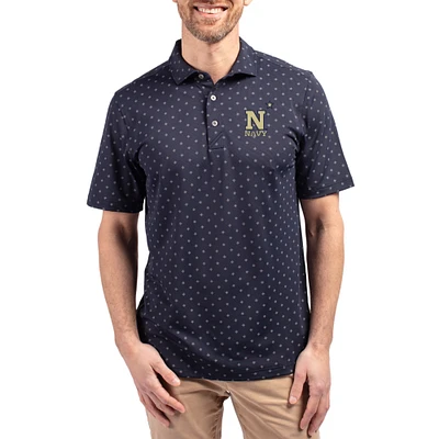 Men's Cutter & Buck Navy Midshipmen Virtue Eco Pique Tile Print Recycled DryTec Polo