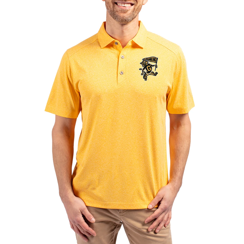 Men's Cutter & Buck Heather Gold Grambling Tigers Forge Eco Stretch Recycled Polo
