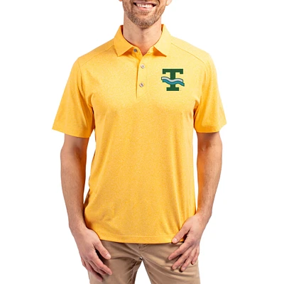 Men's Cutter & Buck  Heather Gold Tulane Green Wave Forge Eco Stretch Recycled Polo