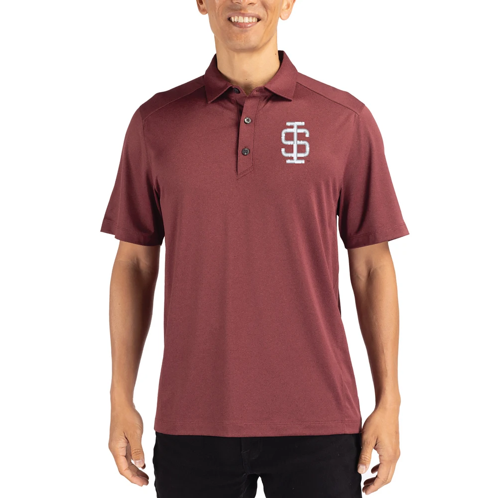Men's Cutter & Buck Heather Maroon Southern Illinois Salukis Forge Eco Stretch Recycled Polo