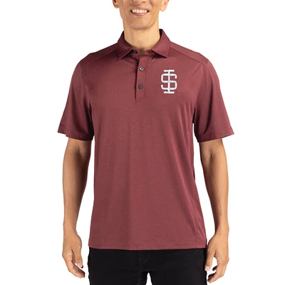 Men's Cutter & Buck  Heather Maroon Southern Illinois Salukis Forge Eco Stretch Recycled Polo