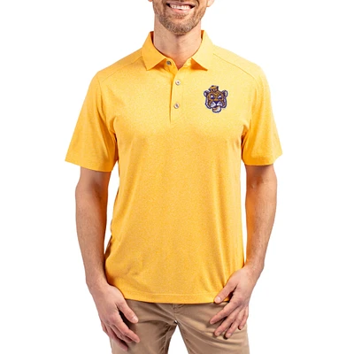 Men's Cutter & Buck  Heather Gold LSU Tigers Forge Eco Stretch Recycled Polo