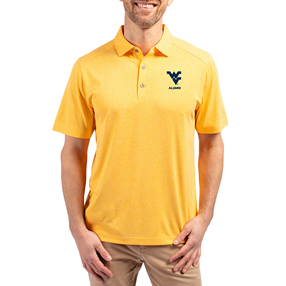 Men's Cutter & Buck Heather Gold West Virginia Mountaineers Forge Alumni Eco Stretch Recycled Polo