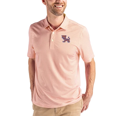Men's Cutter & Buck White/Orange Clemson Tigers Pike Eco Symmetry Print Stretch Polo