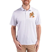 Men's Cutter & Buck White Miami Hurricanes Pike Eco Symmetry Print Stretch Polo
