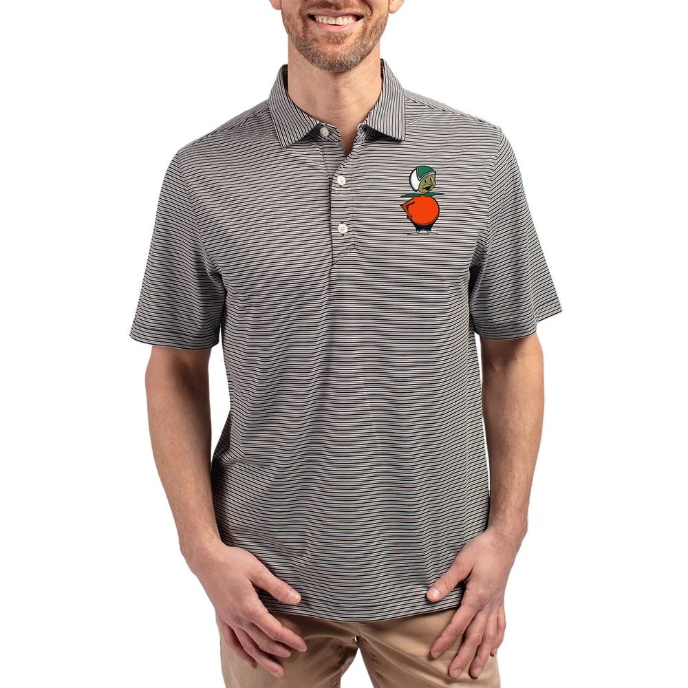 Men's Cutter & Buck Black UCF Knights Forge Eco Double Stripe Stretch Recycled Polo