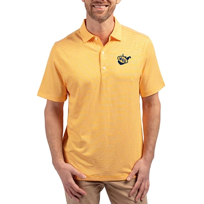 Men's Cutter & Buck Gold West Virginia Mountaineers Forge Eco Double Stripe Stretch Recycled Polo