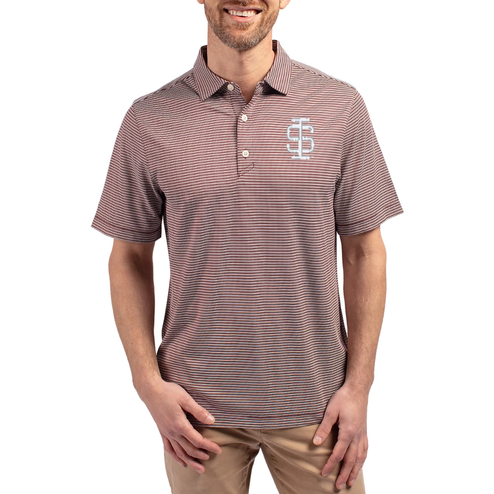 Men's Cutter & Buck Maroon Southern Illinois Salukis Forge Eco Double Stripe Stretch Recycled Polo