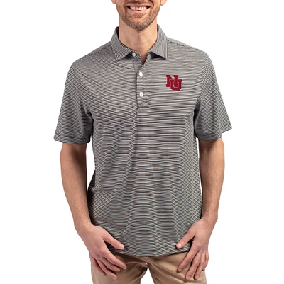 Men's Cutter & Buck Black Nebraska Huskers Forge Eco Double Stripe Stretch Recycled Polo