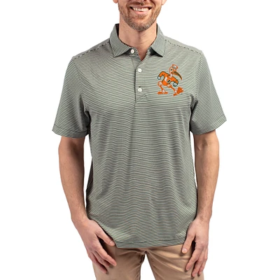 Men's Cutter & Buck Miami Hurricanes Forge Eco Double Stripe Stretch Recycled Polo