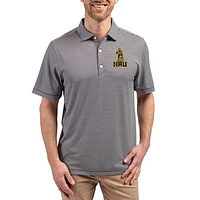 Men's Cutter & Buck Navy Northern Arizona Lumberjacks Forge Eco Double Stripe Stretch Recycled Polo
