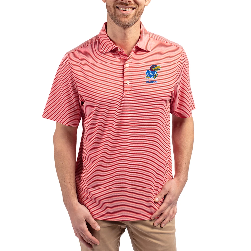 Men's Cutter & Buck Kansas Jayhawks Forge Eco Double Stripe Stretch Recycled Polo