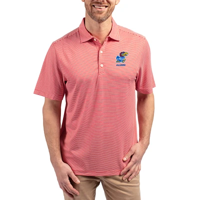 Men's Cutter & Buck Kansas Jayhawks Forge Eco Double Stripe Stretch Recycled Polo