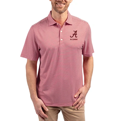Men's Cutter & Buck Crimson Alabama Tide Forge Alumni Eco Double Stripe Stretch Recycled Polo