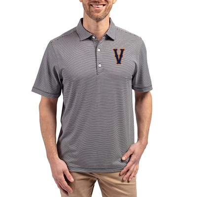 Men's Cutter & Buck Navy Virginia Cavaliers Forge Alumni Eco Double Stripe Stretch Recycled Polo