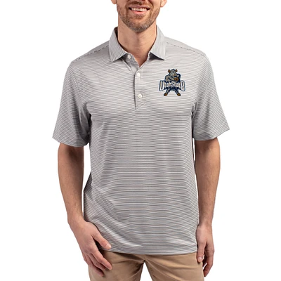 Men's Cutter & Buck Gray Utah State Aggies Forge Alumni Eco Double Stripe Stretch Recycled Polo