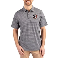Men's Cutter & Buck Heather Florida State Seminoles Forge Eco Stripe Stretch Recycled Polo