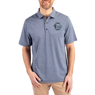 Men's Cutter & Buck Heather Navy Penn State Nittany Lions Forge Eco Stripe Stretch Recycled Polo