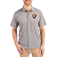 Men's Cutter & Buck Heather Illinois Fighting Illini Forge Eco Stripe Stretch Recycled Polo