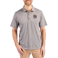 Men's Cutter & Buck Heather Gray LSU Tigers Forge Eco Stripe Stretch Recycled Polo
