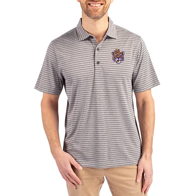 Men's Cutter & Buck Heather Gray LSU Tigers Forge Eco Stripe Stretch Recycled Polo