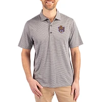 Men's Cutter & Buck Heather Gray LSU Tigers Forge Eco Stripe Stretch Recycled Polo