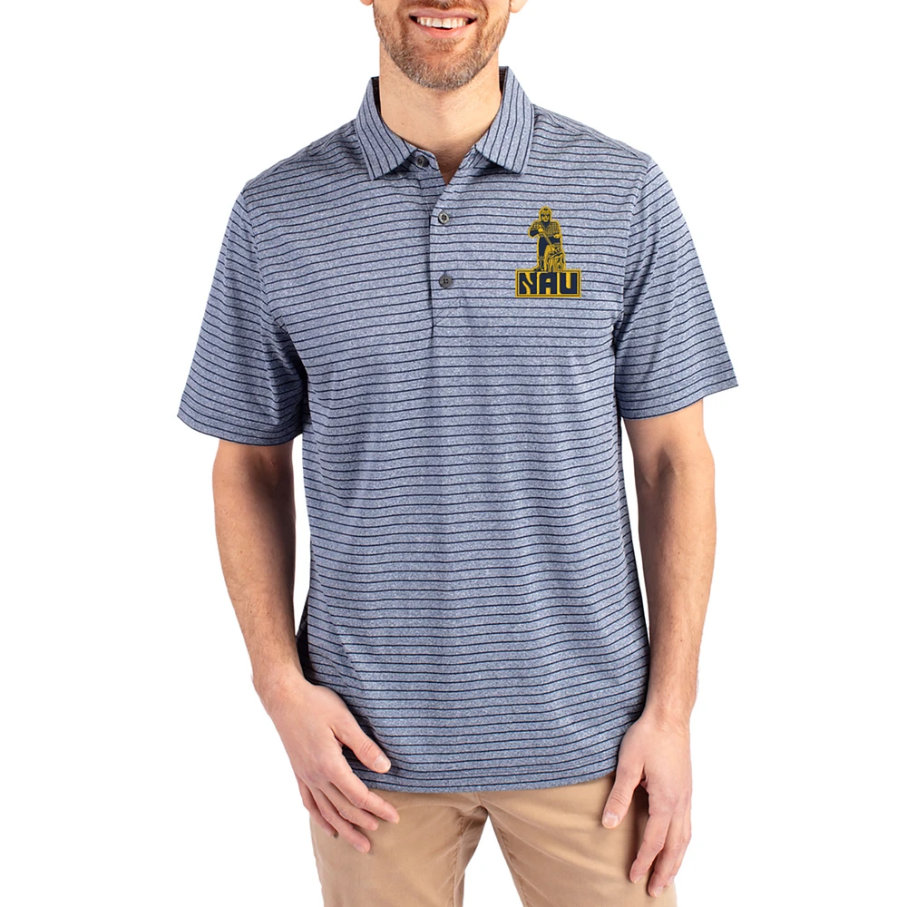 Men's Cutter & Buck Heather Navy Northern Arizona Lumberjacks Forge Eco Stripe Stretch Recycled Polo