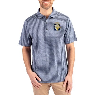 Men's Cutter & Buck Heather Navy FIU Panthers Forge Eco Stripe Stretch Recycled Polo