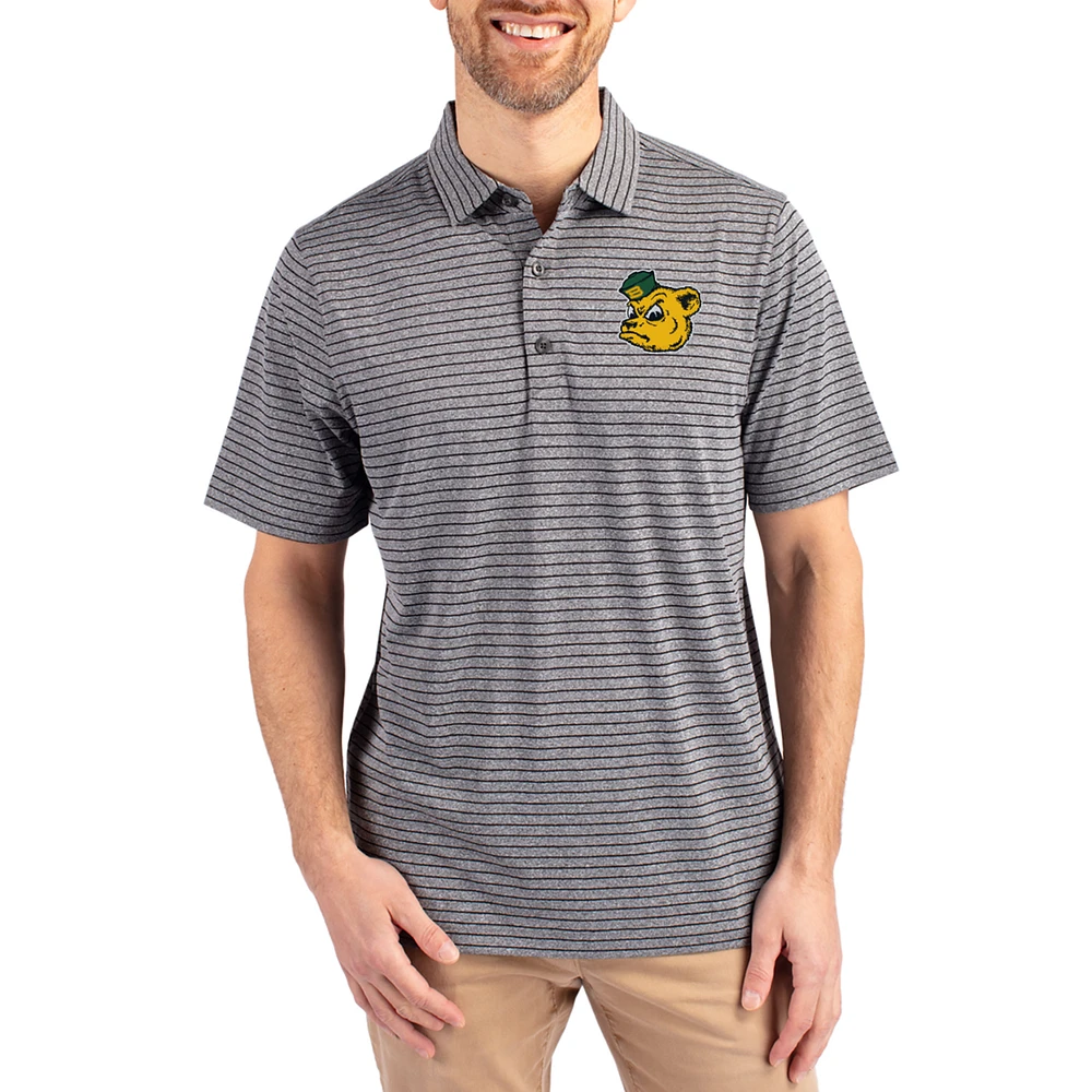 Men's Cutter & Buck Heather Baylor Bears Forge Eco Stripe Stretch Recycled Polo