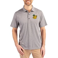 Men's Cutter & Buck Heather Gray Baylor Bears Forge Eco Stripe Stretch Recycled Polo