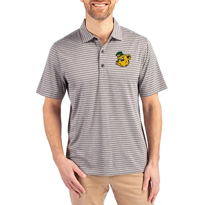 Men's Cutter & Buck Heather Gray Baylor Bears Forge Eco Stripe Stretch Recycled Polo