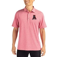 Men's Cutter & Buck Heather Crimson Alabama Tide Forge Eco Stripe Stretch Recycled Polo