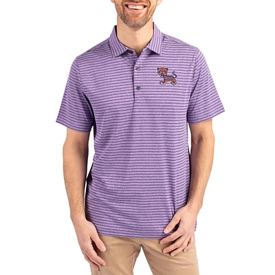 Men's Cutter & Buck Heather Clemson Tigers Forge Eco Stripe Stretch Recycled Polo