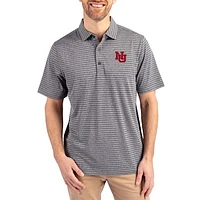 Men's Cutter & Buck Heather Nebraska Huskers Forge Eco Stripe Stretch Recycled Polo