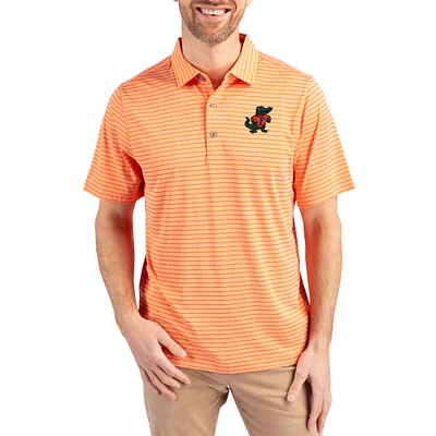 Men's Cutter & Buck Heather Florida Gators Forge Eco Stripe Stretch Recycled Polo