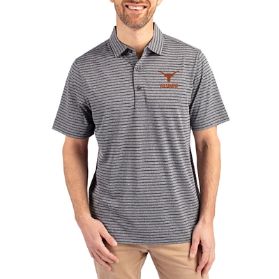 Men's Cutter & Buck Heather Black Texas Longhorns Alumni Forge Eco Double Stripe Stretch Recycled Polo