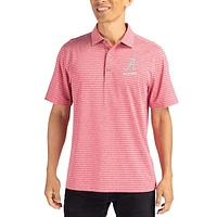 Men's Cutter & Buck Heather Crimson Alabama Tide Alumni Forge Eco Double Stripe Stretch Recycled Polo