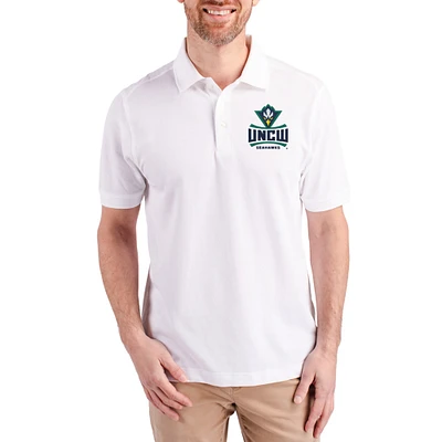 Men's Cutter & Buck White UNC Wilmington Seahawks Advantage Eco Pique Tri-Blend Polo