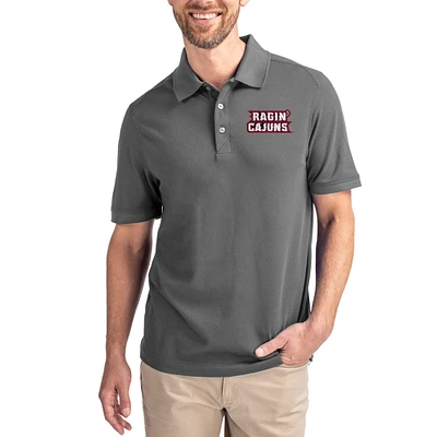 Men's Cutter & Buck Gray Louisiana Ragin' Cajuns Advantage Eco Pique Tri-Blend Polo