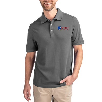 Men's Cutter & Buck Gray Fairleigh Dickinson Knights Advantage Eco Pique Tri-Blend Polo