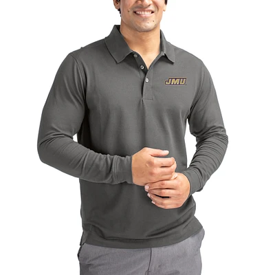 Men's Cutter & Buck James Madison Dukes Advantage Eco Tri-Blend Pique Long Sleeve Polo