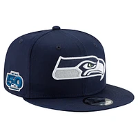 Men's New Era College Navy Seattle Seahawks 50th Anniversary Side Patch 9FIFTY Snapback Hat