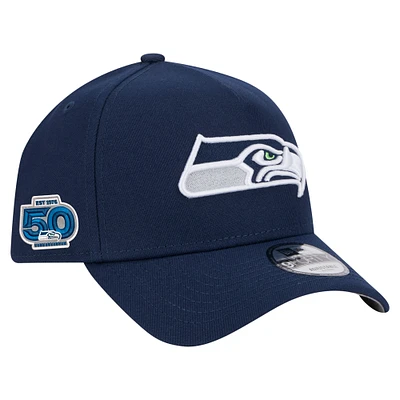 Men's New Era  College Navy Seattle Seahawks 50th Anniversary A-Frame 9FORTY Adjustable