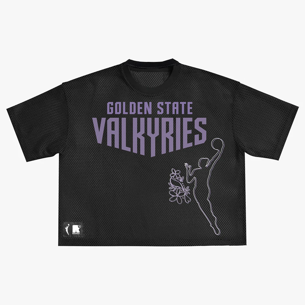 Unisex round21 Black Golden State Valkyries Oversized Mesh Boxy Top