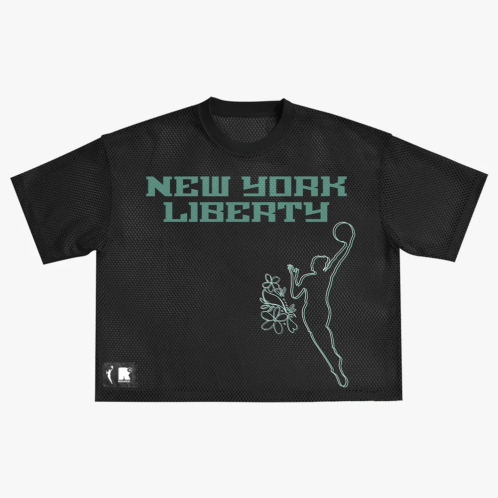 Unisex round21 Black New York Liberty Oversized Mesh Boxy Top